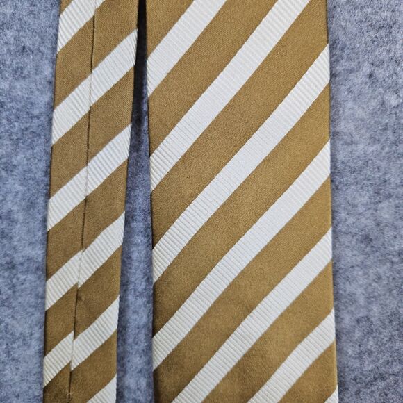SARAR Necktie Gold & Beige Diagonal Stripes 100%‎ Silk 3.5"x60" Italian Styled - Picture 1 of 8